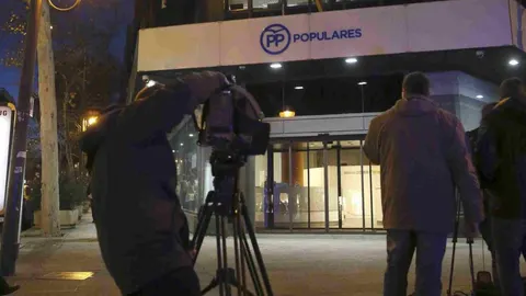 Fachada de la sede del Partido Popular en la calle Genova esta tarde.