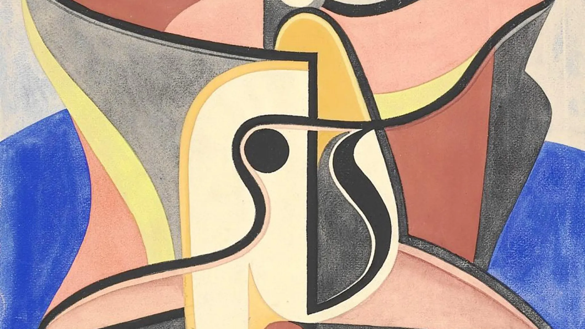 Auguste Herbin. «L’homme oiseau», 1931, un excelente gouache, acuarela y lápiz sobre papel, es una de las principales joyas en la exposición de la Galería Marc Domènech