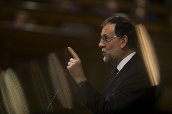 El candidato a la investidura, Mariano Rajoy, durante la segunda sesión en el Congreso