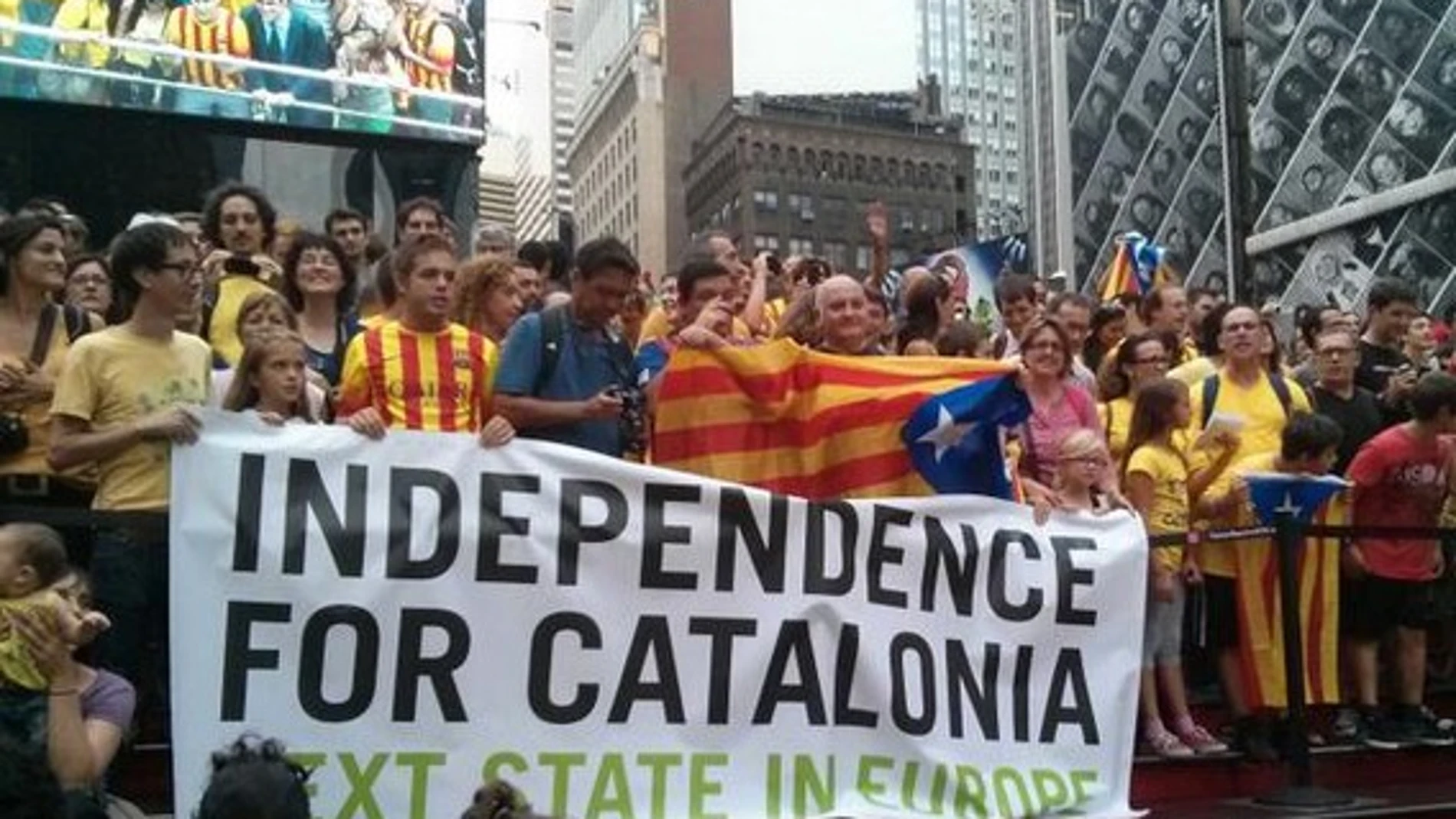 Acto de independentistas catalanes en Nueva York