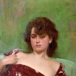 «Júlia en granate», hacia 1908, uno de los retratos de su esposa y modelo
