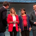 os cuatro principales candidatos a la Presidencia de la Junta de Andalucía (de izq a dcha) Juan Marín (Ciudadanos), Susana Díaz (PSOE), Teresa Rodríguez (Adelante Andalucía) y Juanma Moreno (PP)