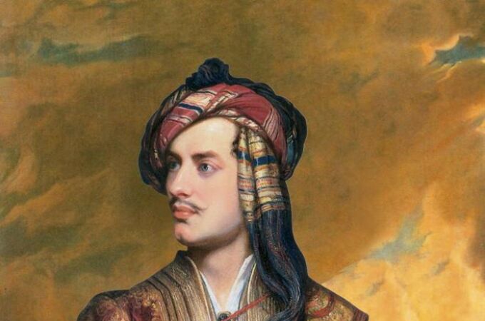 Lord Byron, retratado por Thomas Philips en 1835 con un traje albanés