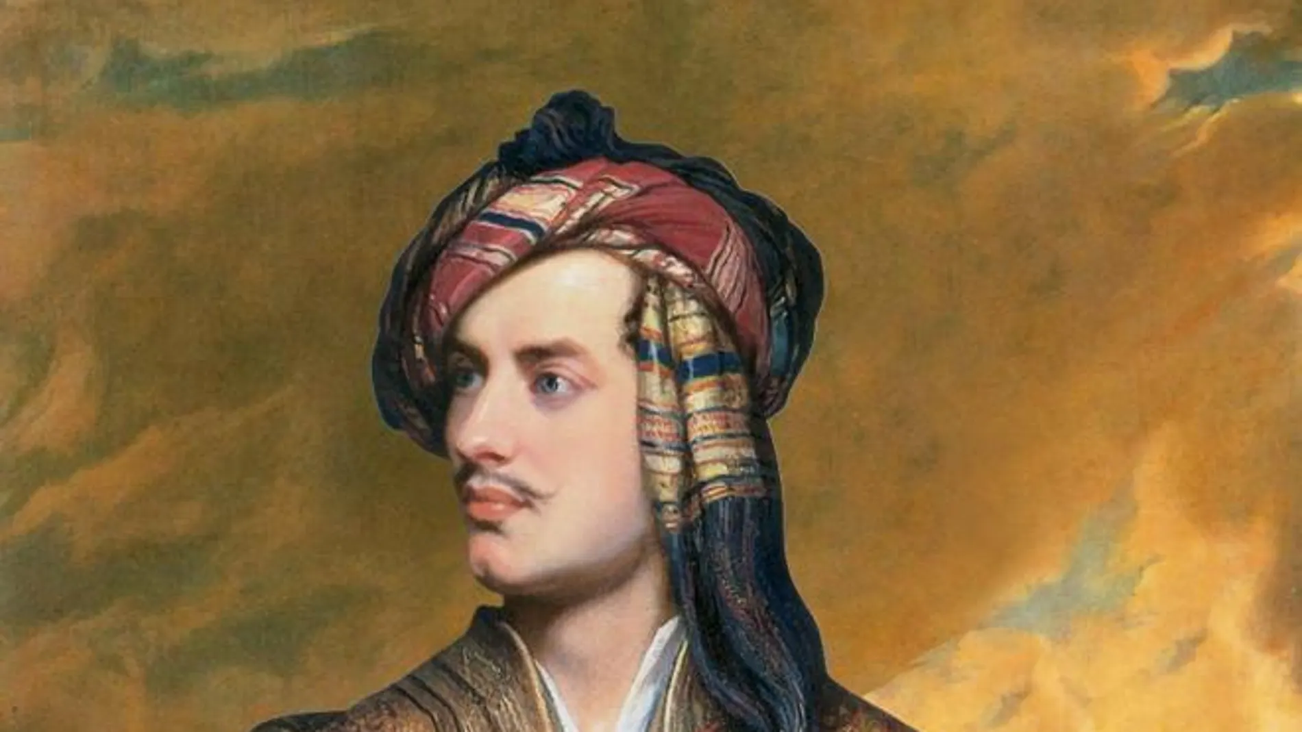 Lord Byron, retratado por Thomas Philips en 1835 con un traje albanés