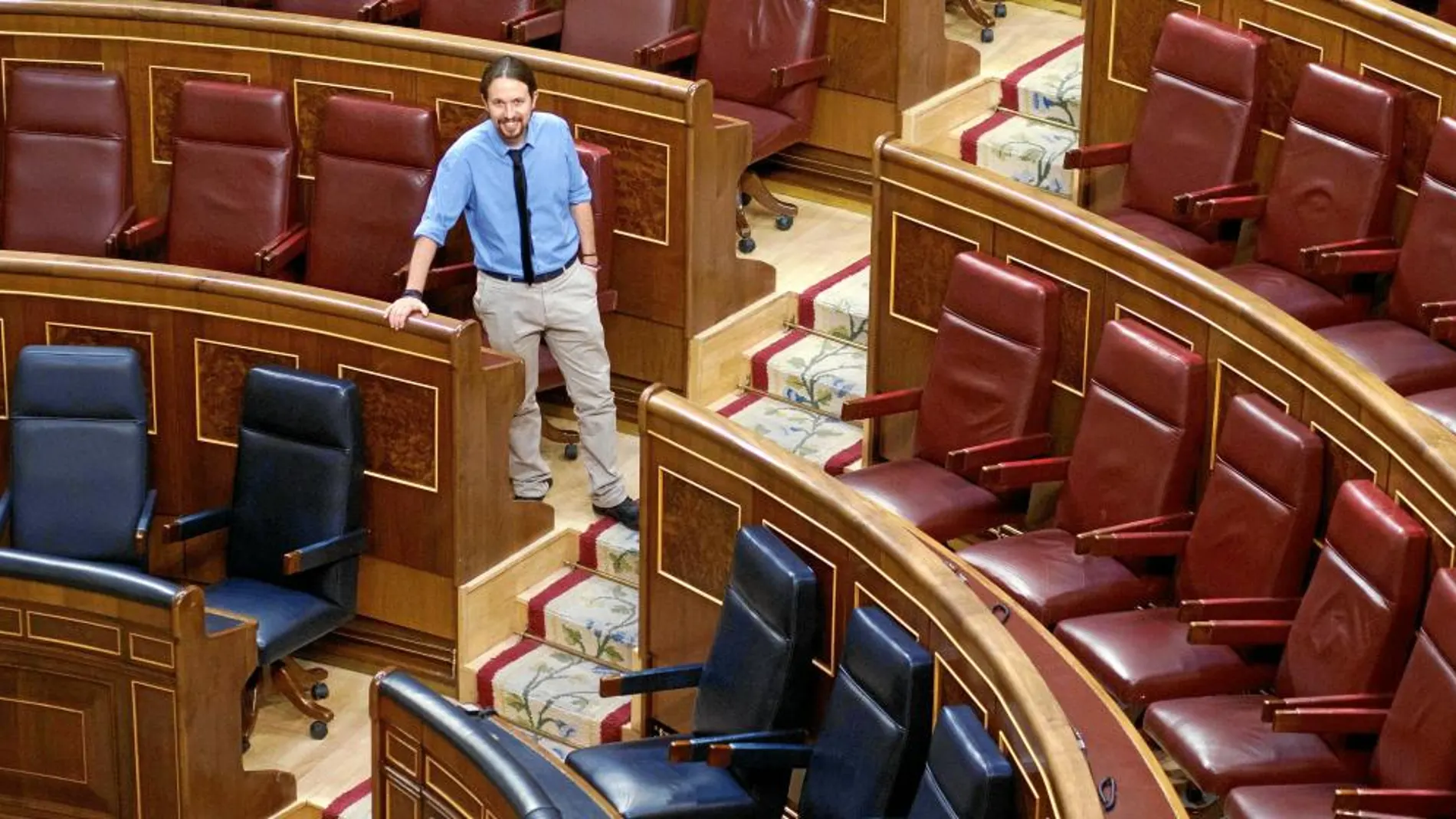 El secretario general de Podemos, Pablo Iglesias, en el Congreso de los Diputados