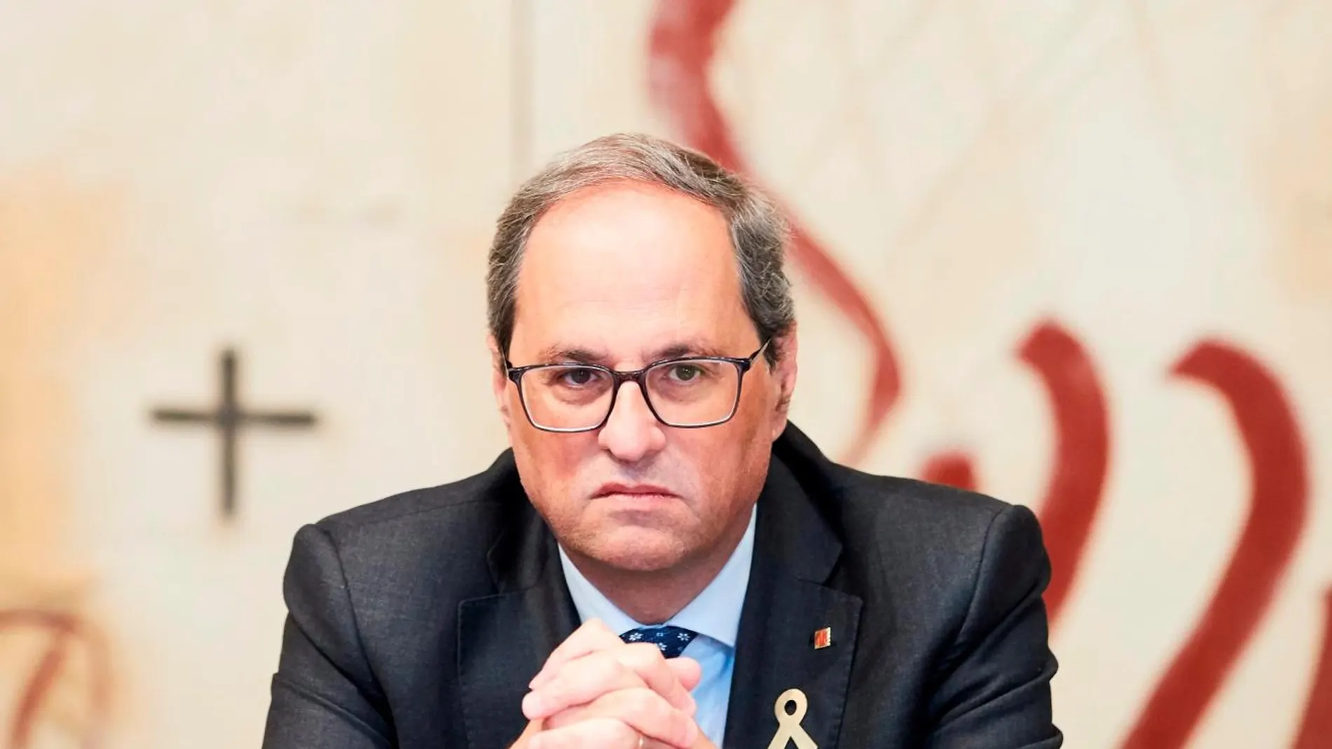 Quim Torra, esta mañana antes del inicio de la reunión semanal del Govern