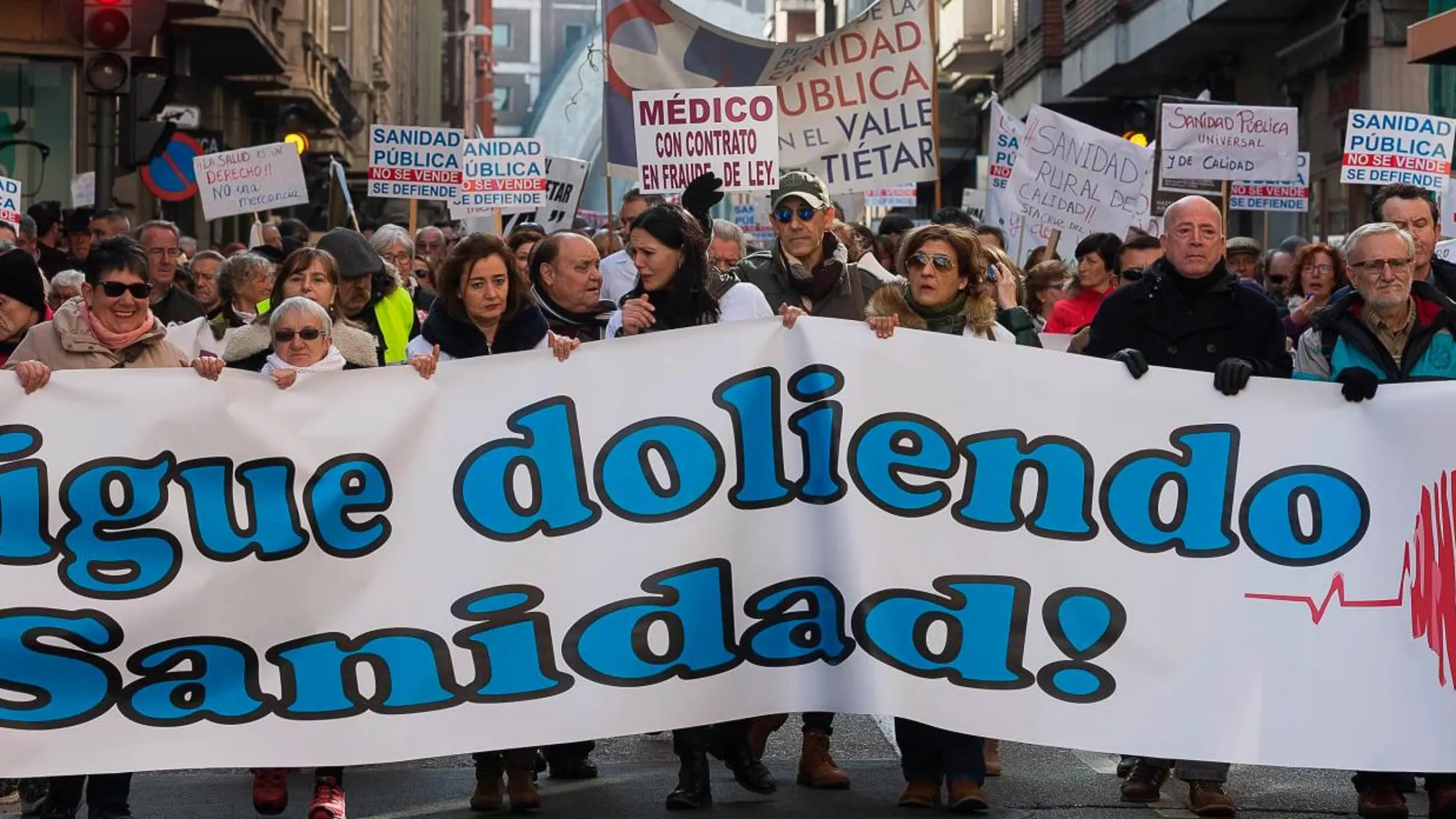 Cabecera de la manifestación por las calles de Valladolid