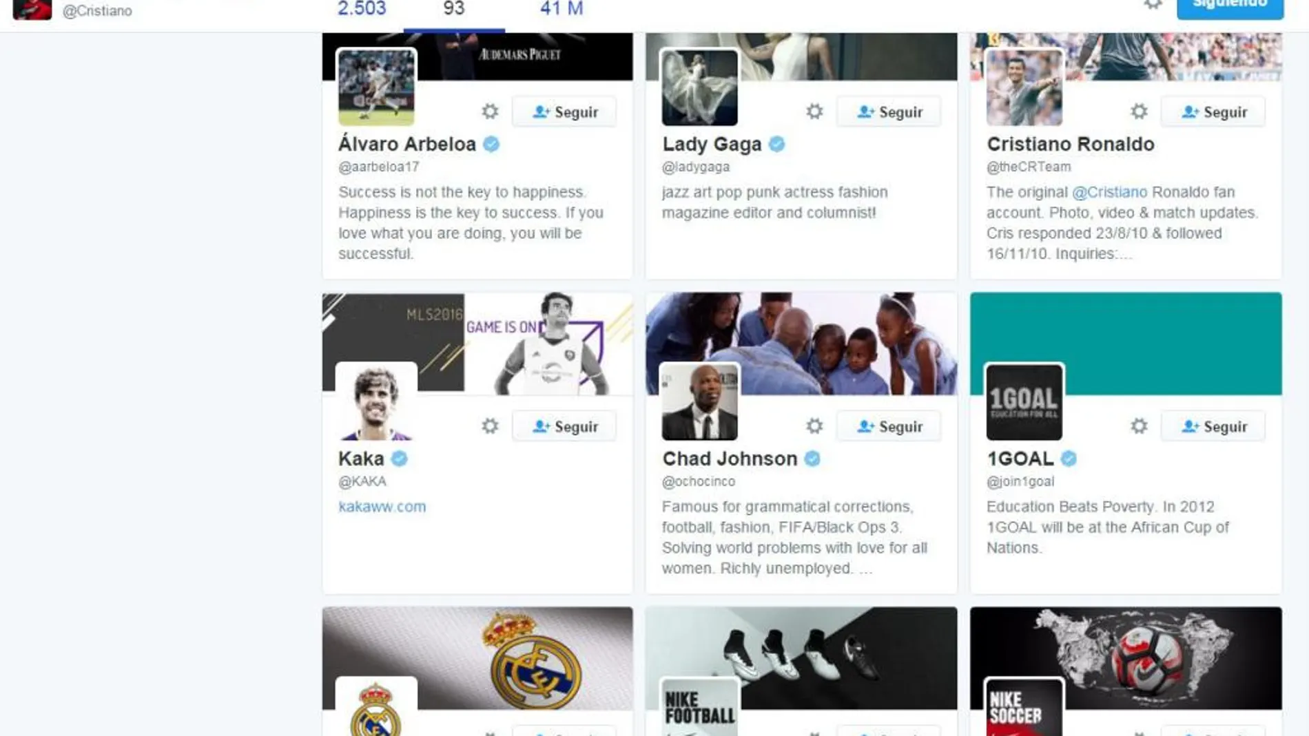¿Quiénes son los 93 «elegidos» que sigue en Twitter Ronaldo, con 41 millones de seguidores?