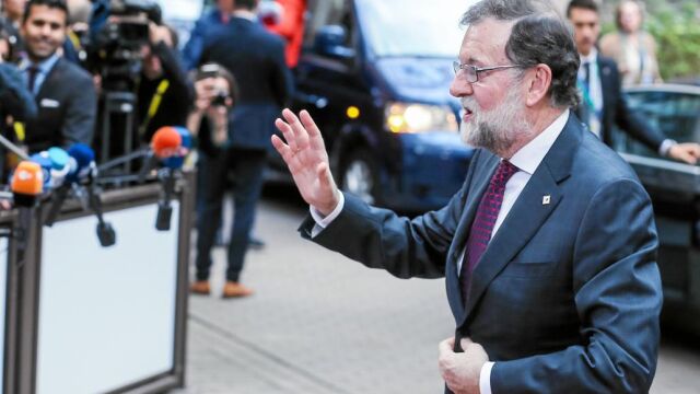 El presidente del Gobierno, Mariano Rajoy, ayer a su llegada a la Cumbre del Consejo Europeo en Bruselas