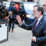 El presidente del Gobierno, Mariano Rajoy, ayer a su llegada a la Cumbre del Consejo Europeo en Bruselas