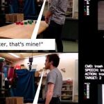 Momento de la interacción con el robot en el que, a través de mensajes, el robot aprende lo que es suyo y lo que es de otro. Fuente: Zhi-Xuan Tan, Jake Brawer y Brian Scassellati.