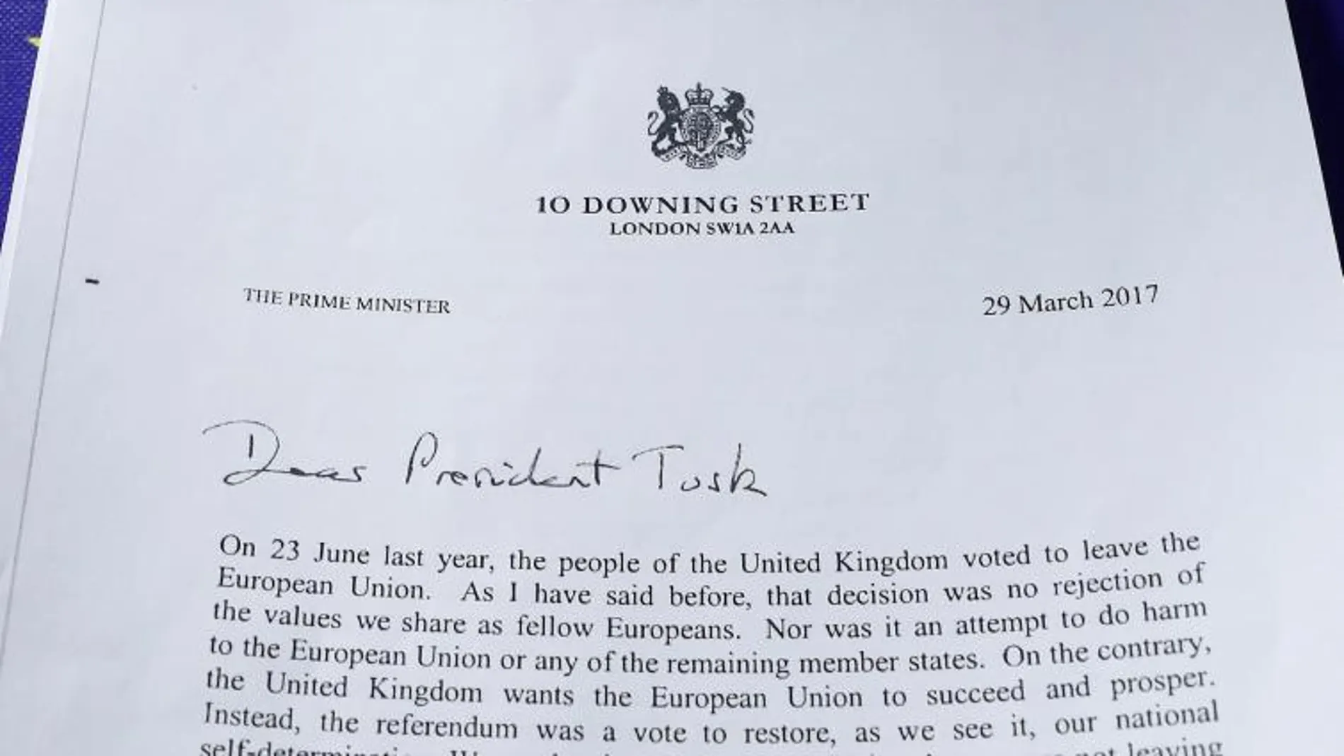 La carta de Theresa May
