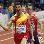 Adel Mechaal celebra la victoria hoy en Belgrado.