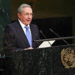 El presidente cubano Raúl Castro habla el lunes 28 de septiembre de 2015, durante la Asamblea General de la ONU que se celebra en su sede en Nueva York (Estados Unidos)