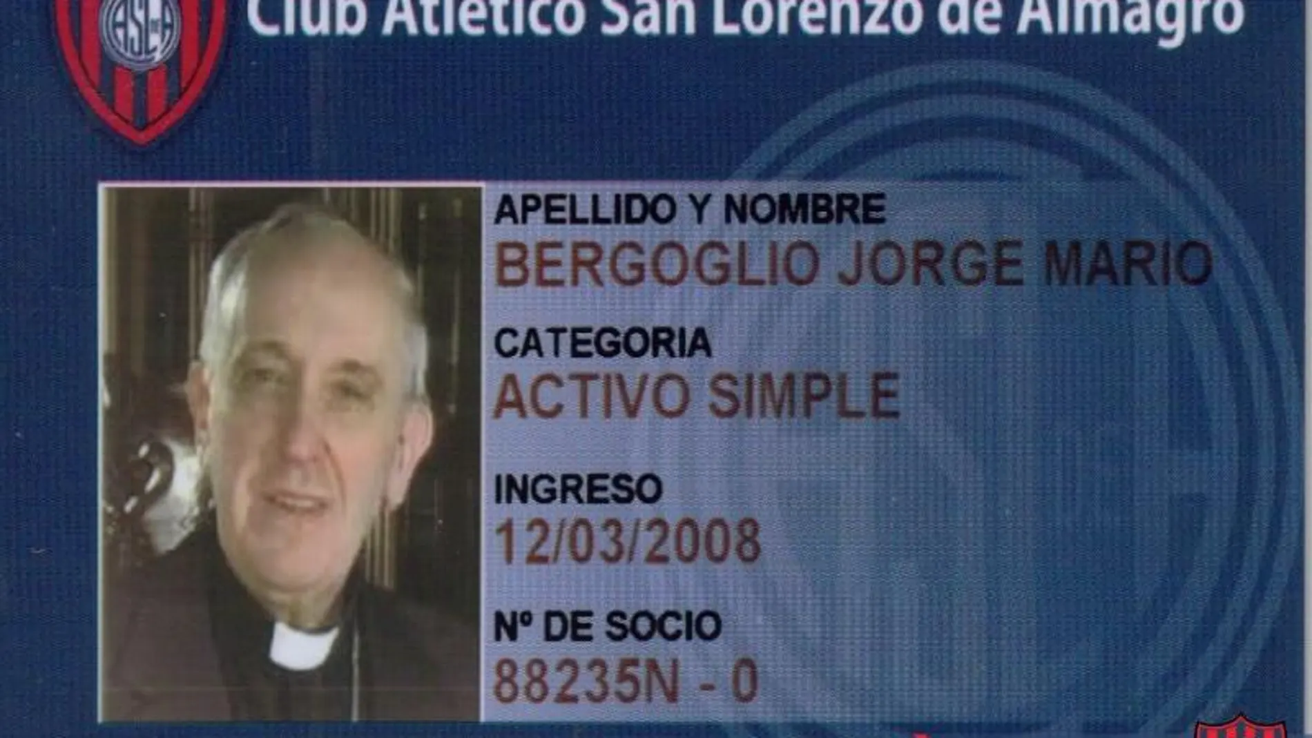 Carné de socio de Jorge Mario Bergoglio