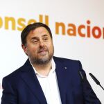 El vicepresidente del Govern, Oriol Junqueras, interviene ante el Consell Nacional de ERC