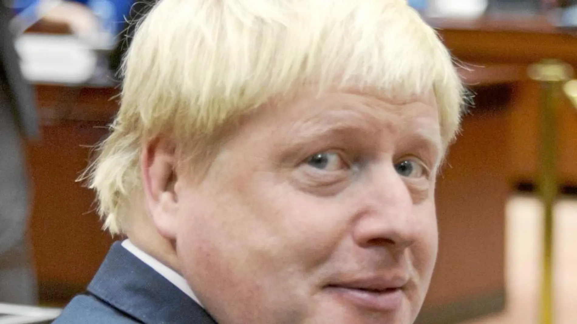 British Foreign Secretary Boris Johnson looks toward the media prior to a meeting of EU foreign ministers at the EU Council building in Brussels on Monday, Nov. 14, 2016. EU foreign ministers meet Monday to discuss strained ties with Turkey and trans-Atlantic ties after the U.S.election victory of Donald Trump. (AP Photo/Virginia Mayo)