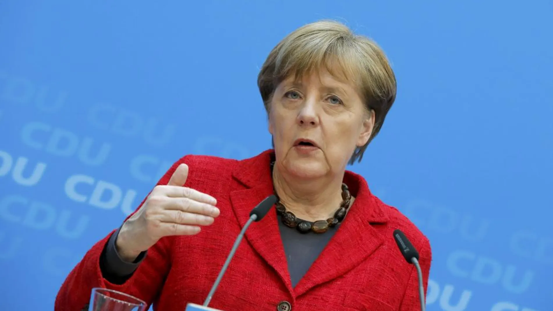 La canciller alemana, Angela Merkel, en rueda de prensa
