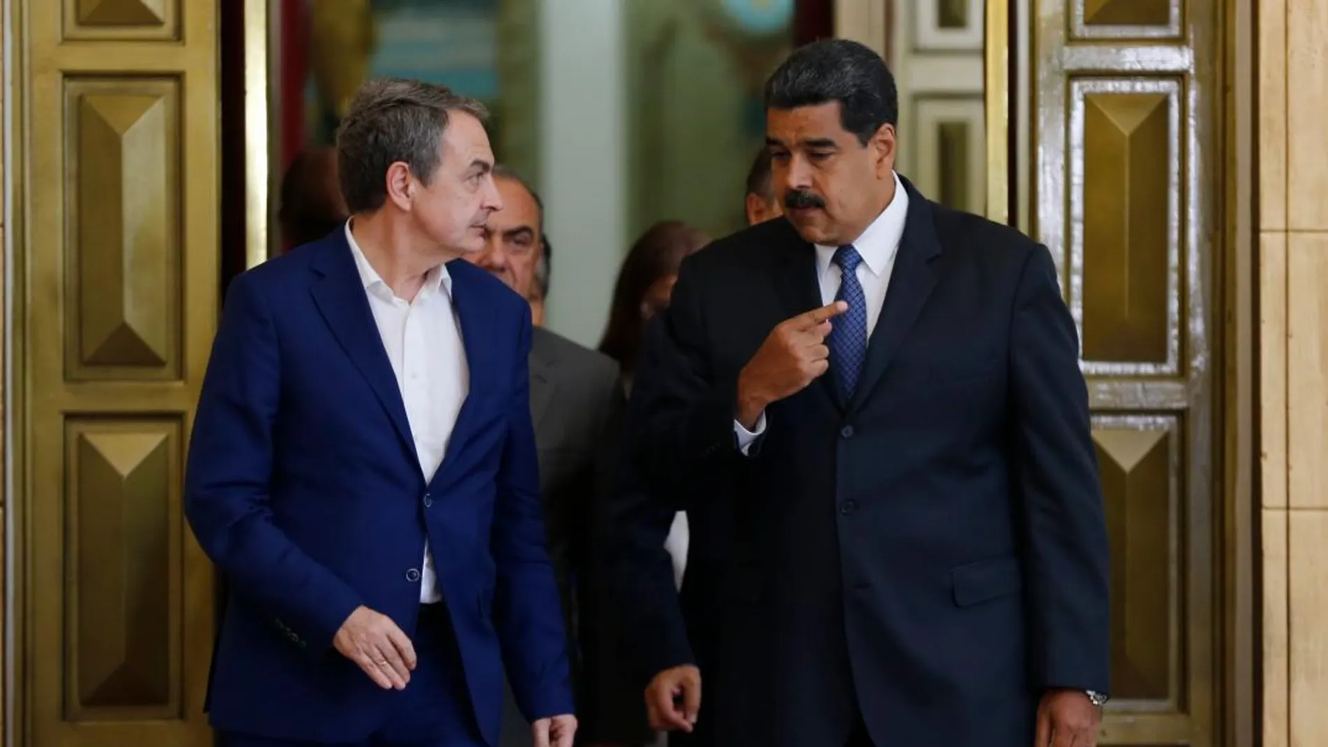 Zapatero y Maduro en el Palacio presidencial en Caracas/Ap