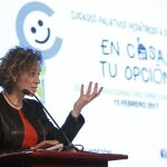 La ministra de Sanidad, Dolors Montserrat, durante su participación en un acto organizado por la Federación Española de Padres con Niños con Cáncer.