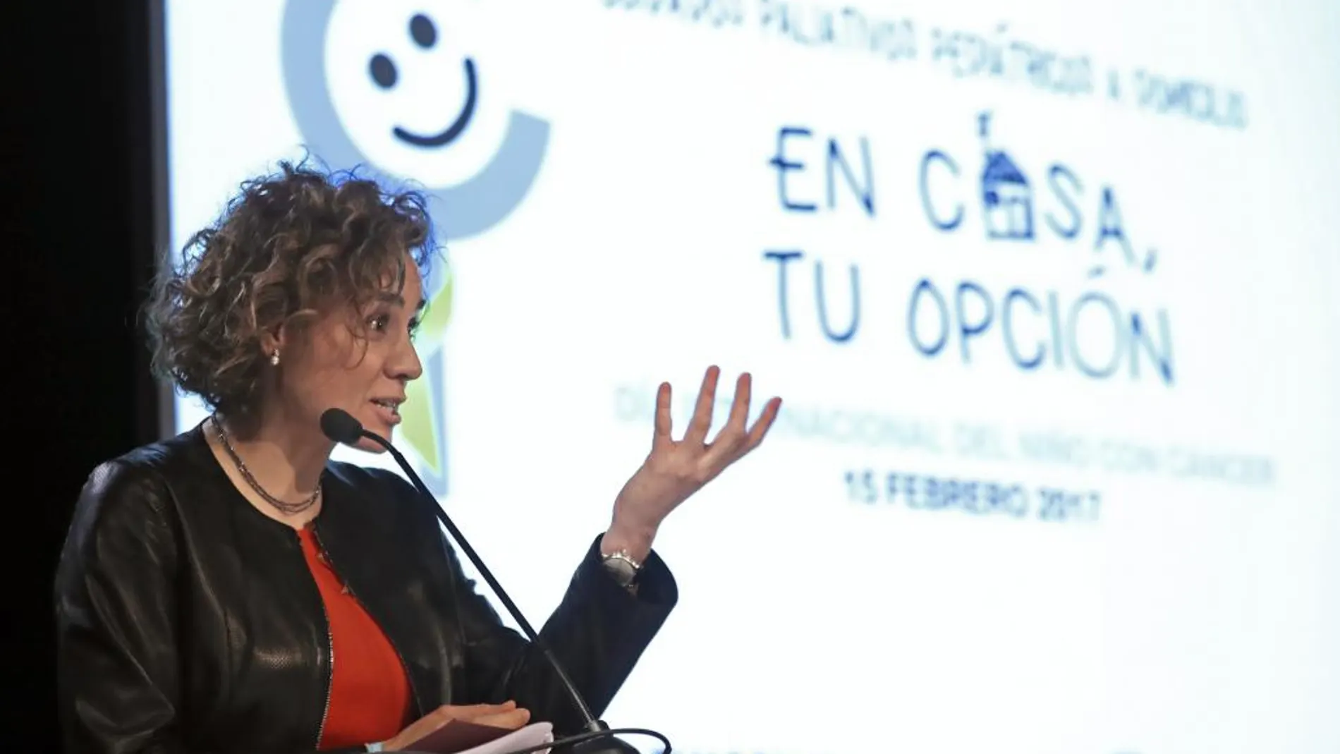 La ministra de Sanidad, Dolors Montserrat, durante su participación en un acto organizado por la Federación Española de Padres con Niños con Cáncer.
