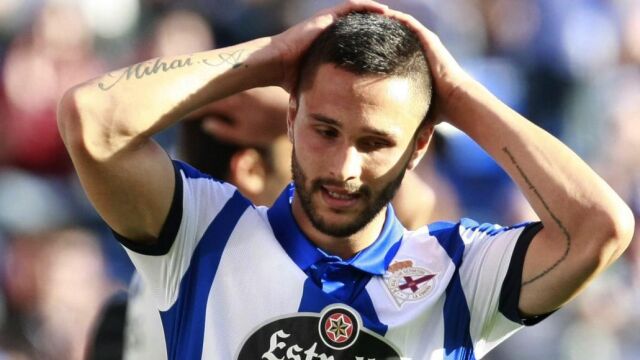 Florin Andone con el Deportivo de la Coruña.