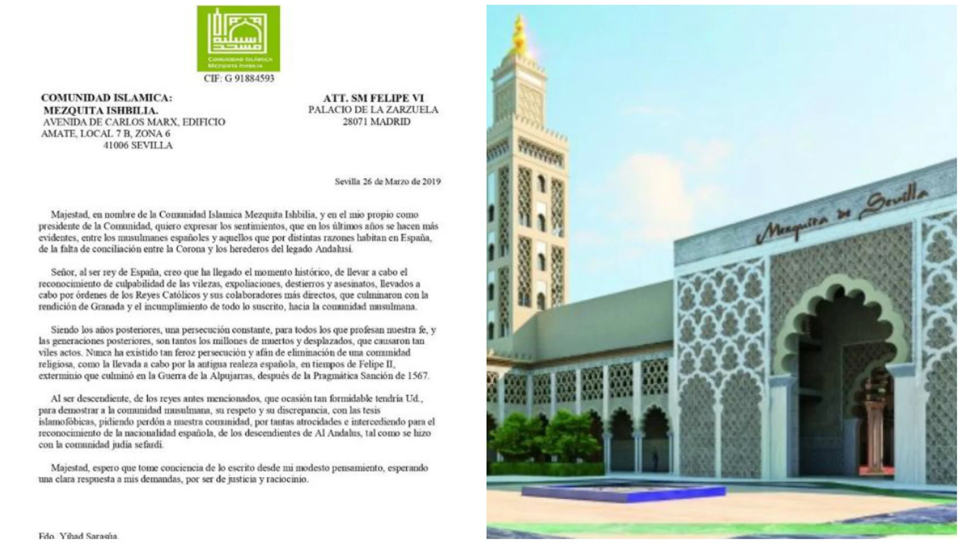 Imagen del Comunicado, junto a la Mezquita Ishbila