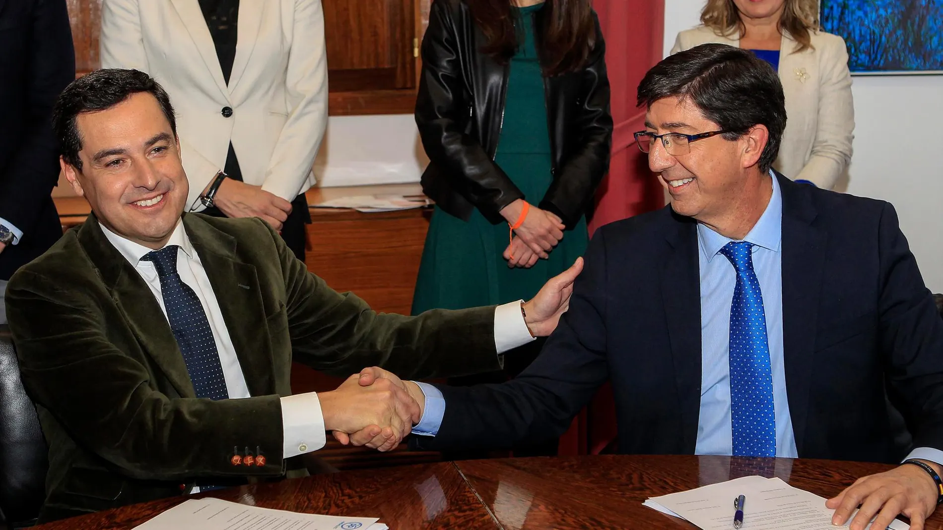 El próximo presidente de la Junta de Andalucía, Juanma Moreno; y el vicepresidente del Gobierno andaluz, Juan Marín / Foto: Manuel Olmedo