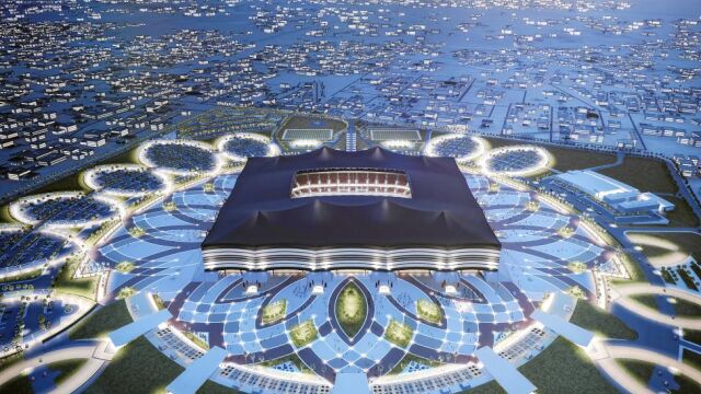 Maqueta del Al Bayt Stadium, uno de los campos del Mundial de fútbol de Qatar 2022