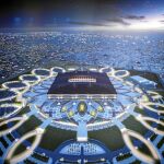 Maqueta del Al Bayt Stadium, uno de los campos del Mundial de fútbol de Qatar 2022