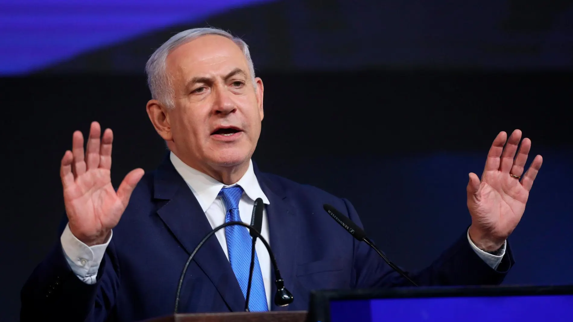 Netanyahu, anoche, tras conocerse los resultados electorales
