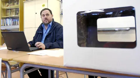 El vicepresidente de la Generalitat, Oriol Junqueras, durante la jornada del 9-N
