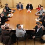 Los equipos negociadores del PSOE, Ciudadanos y Compromís