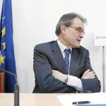 En la imagen, la dirección del PDeCAT, Neus Munté, Artur Mas y Marta Pascal, ayer.