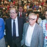 El presidente Herrera, junto a Fernández Toxo, Ángel Hernández y el que le va a sustituir al frente de CCOO Castilla y León, Vicente Andrés