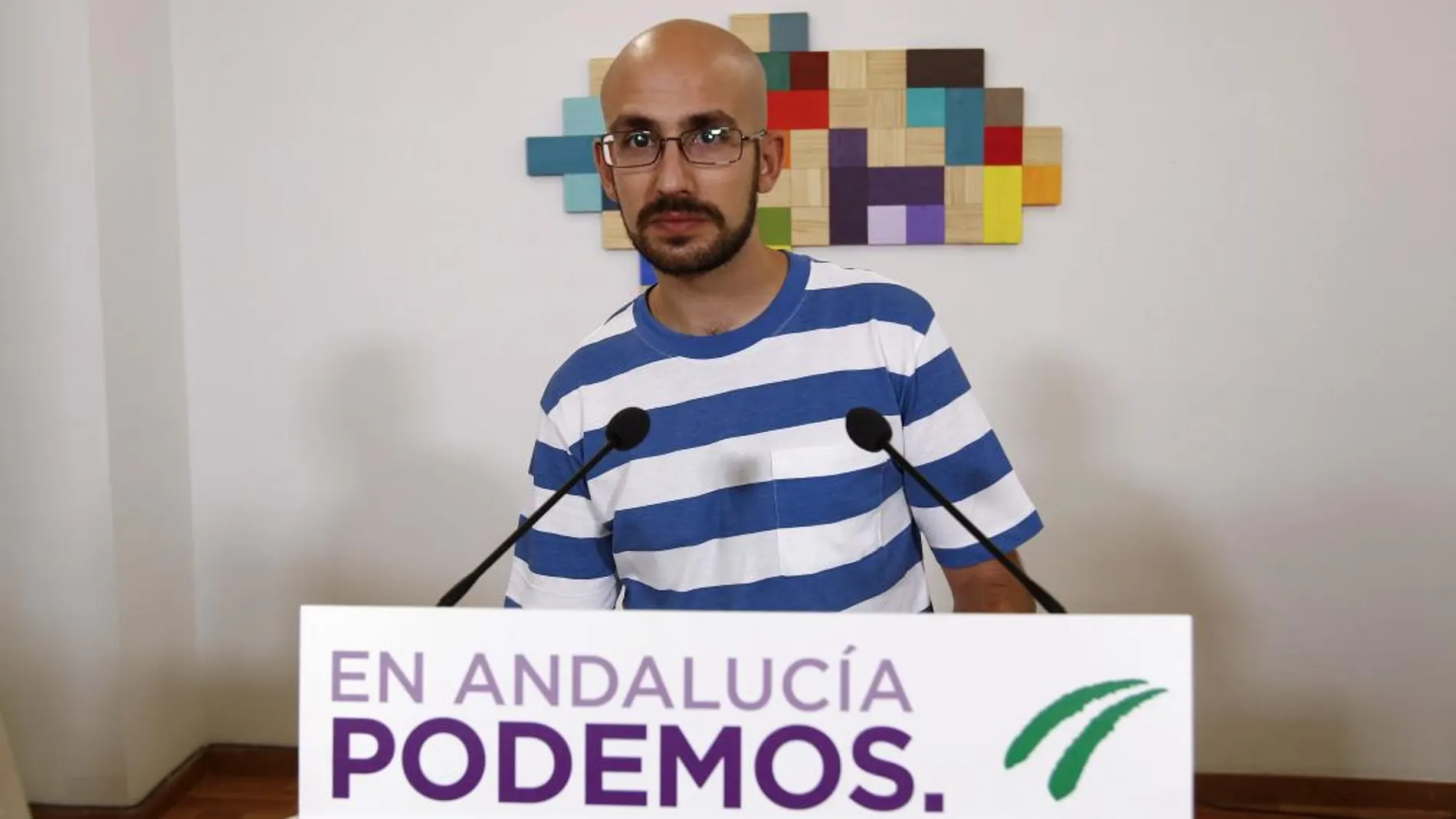 El secretario de Comunicación y Política de Podemos, Pablo Pérez, anunció ayer que el candidato de Adelante Andalucía a la Junta se elegirá el próximo 2 de octubre (Foto: Manuel Olmedo)