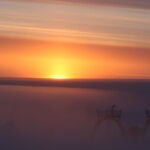 Puesta de sol en la base Concordia, en la Antártida
