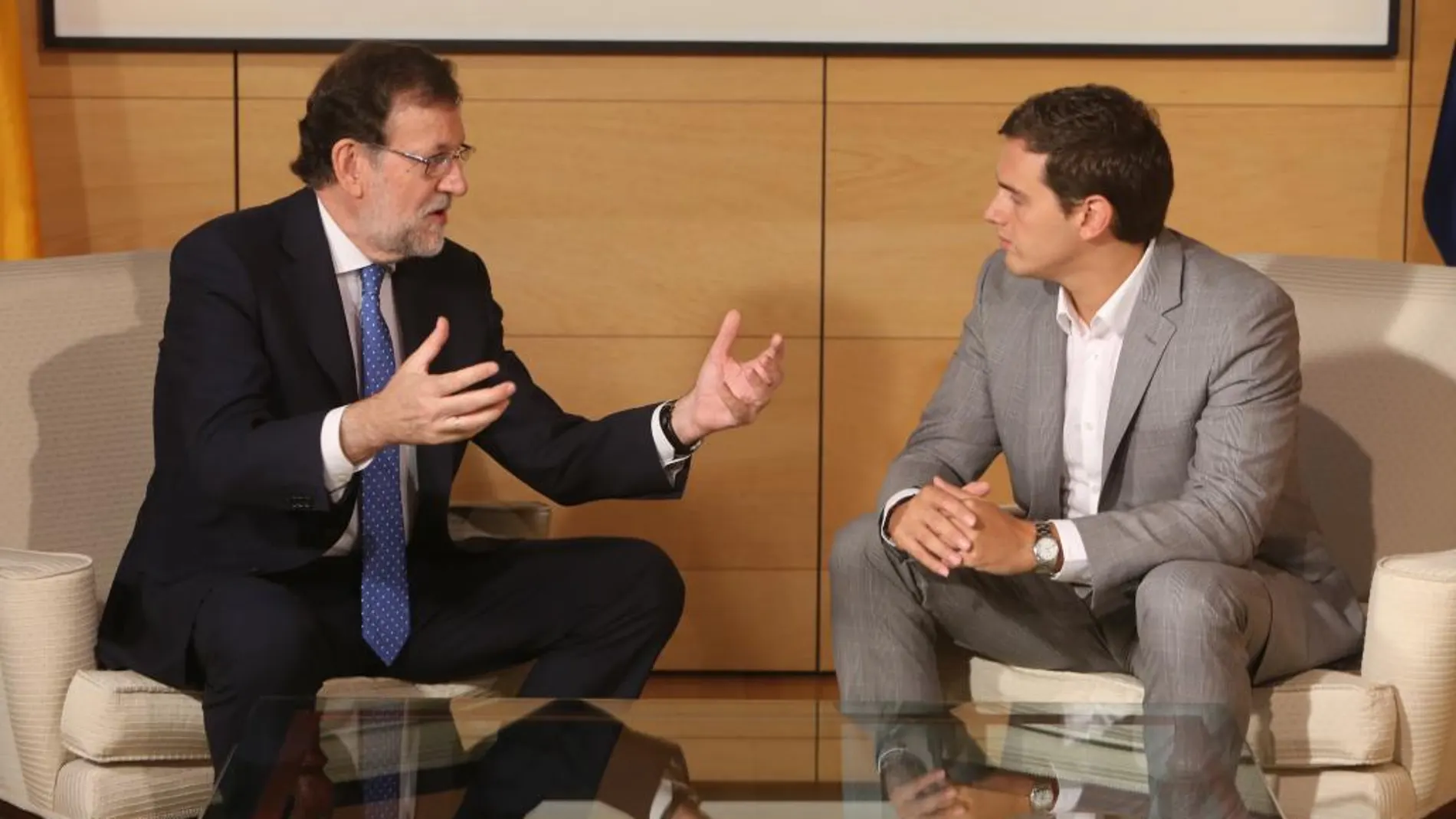El presidente del Gobierno, Mariano Rajoy, durante su último encuentro con el líder de Ciudadanos, Albert Rivera