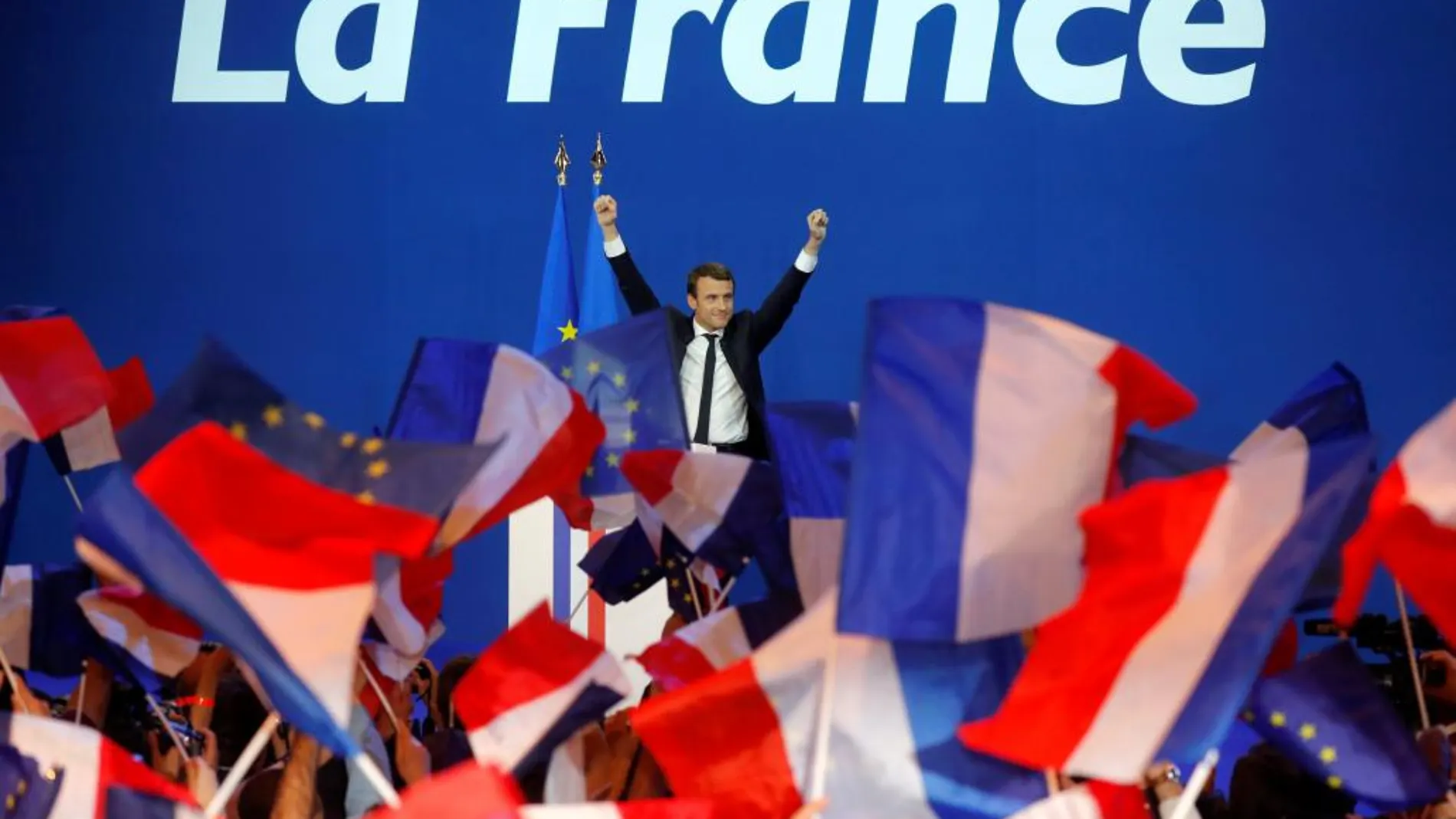 Emmanuel Macron celebra la victoria