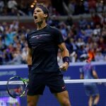 Nadal celebra un juego durante su partido contra Del Potro