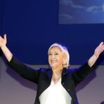 Marine Le Pen, durante su discurso tras conocer los primreos resultados