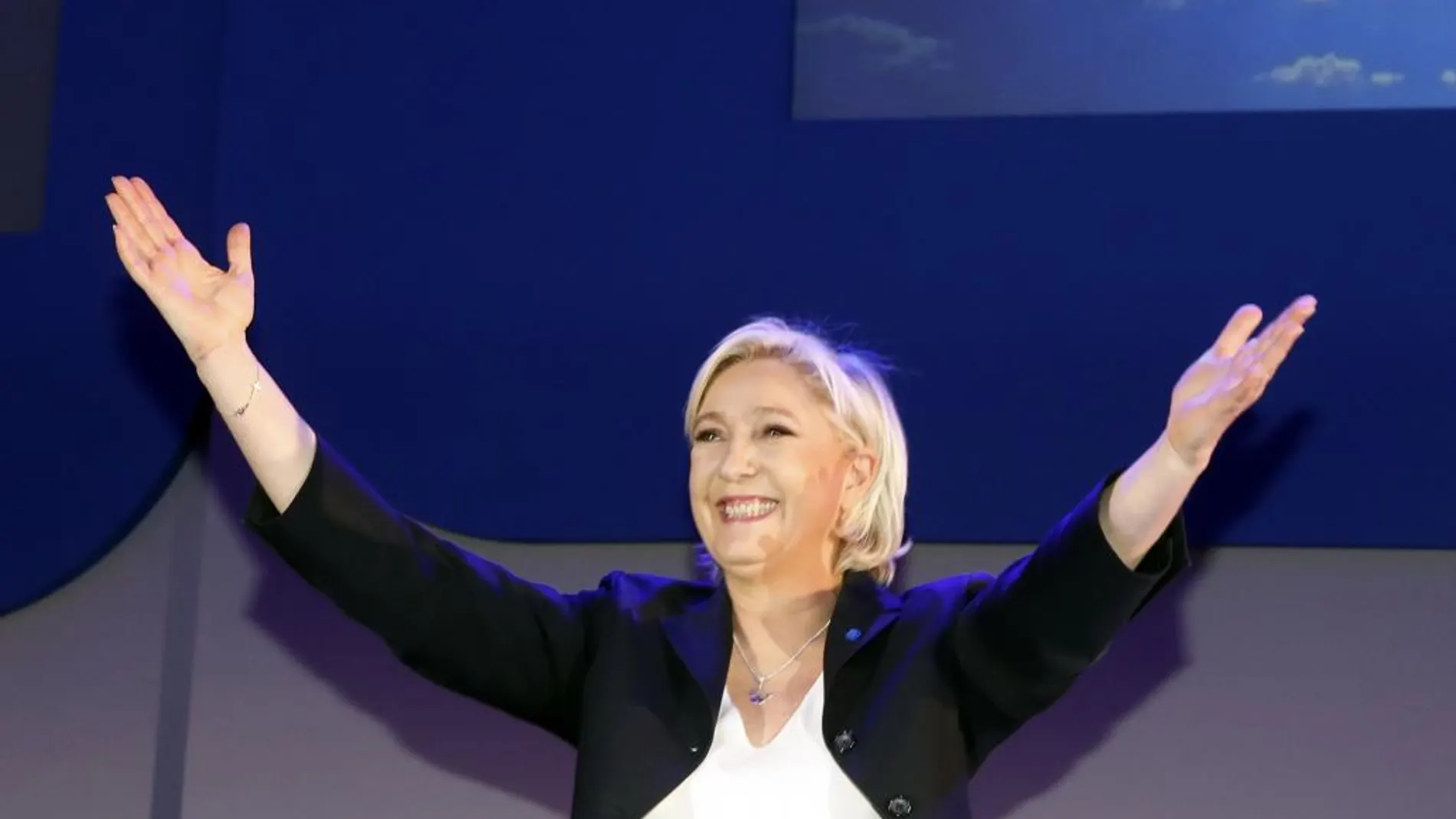 Marine Le Pen, durante su discurso tras conocer los primreos resultados