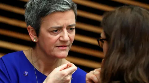 La comisaria de Competencia, Margrethe Vestager hoy en Bruselas