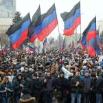 Manifestación a favor de los pro rusos en la región de Donetsk.