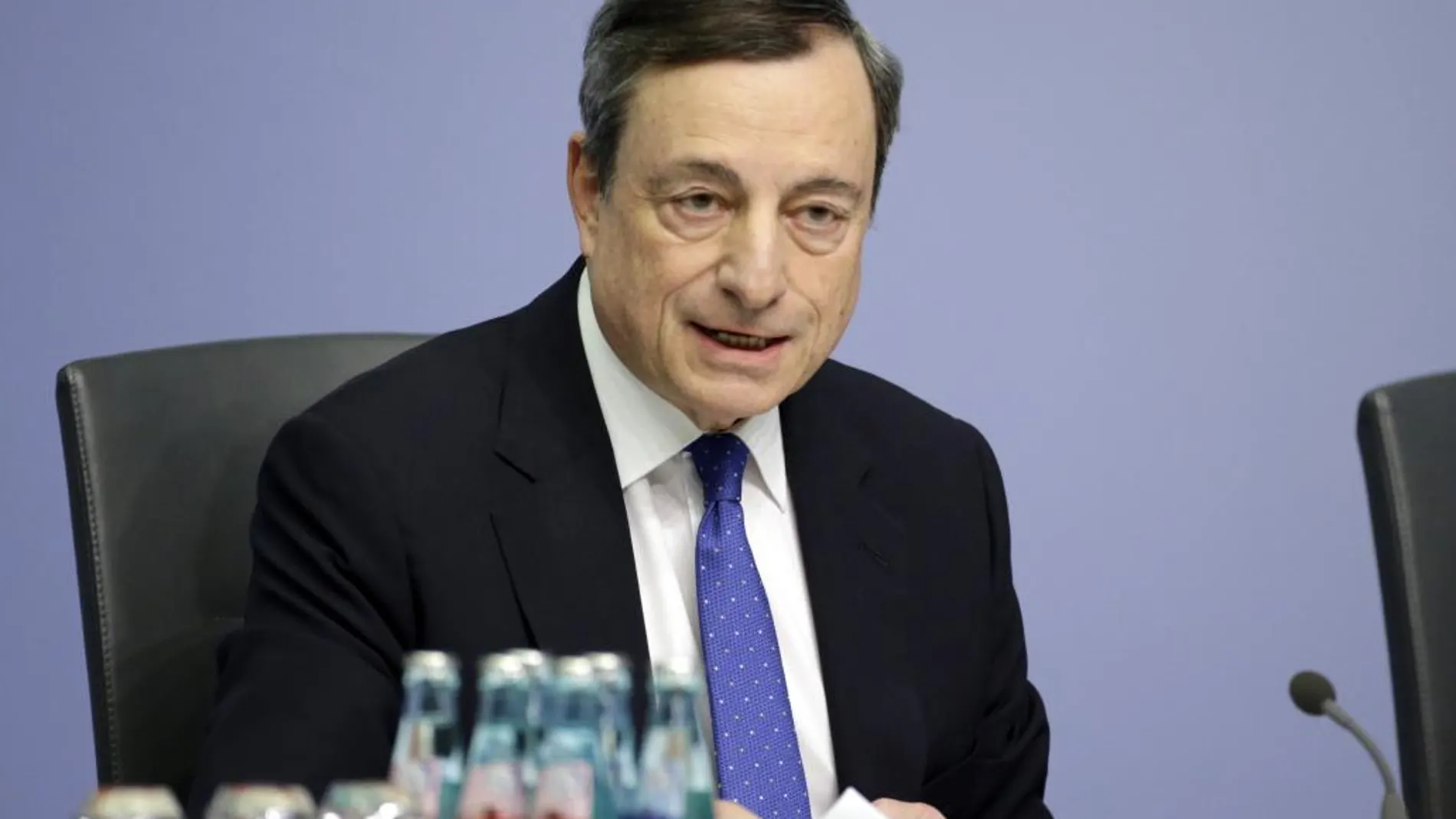 El presidente del Banco Central Europeo (BCE), Mario Draghi, tras anunciar el mantenimiento de la tasa de interés