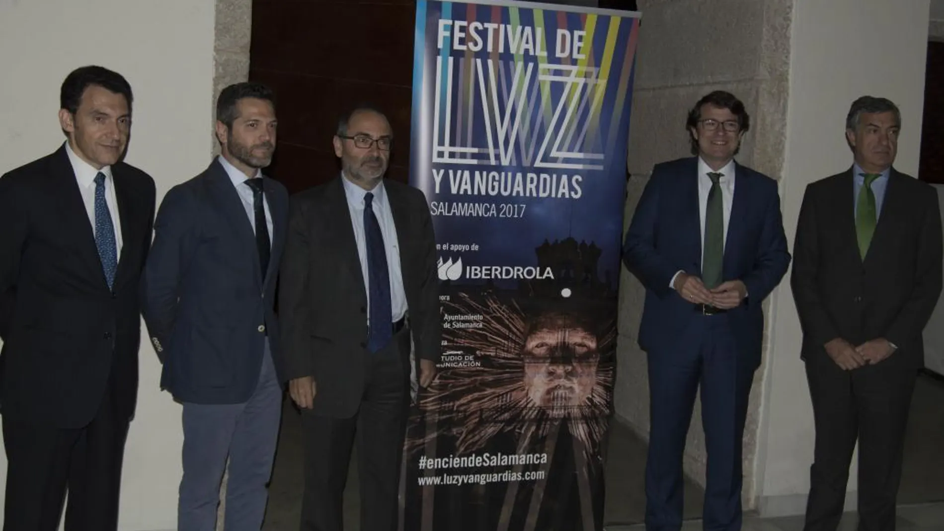 De izquierda a derecha, Alberto Mariñas, Julio López, Benito Berceruelo, Alfonso Fernández Mañueco y Luis Gómez durante la presentación del Festival
