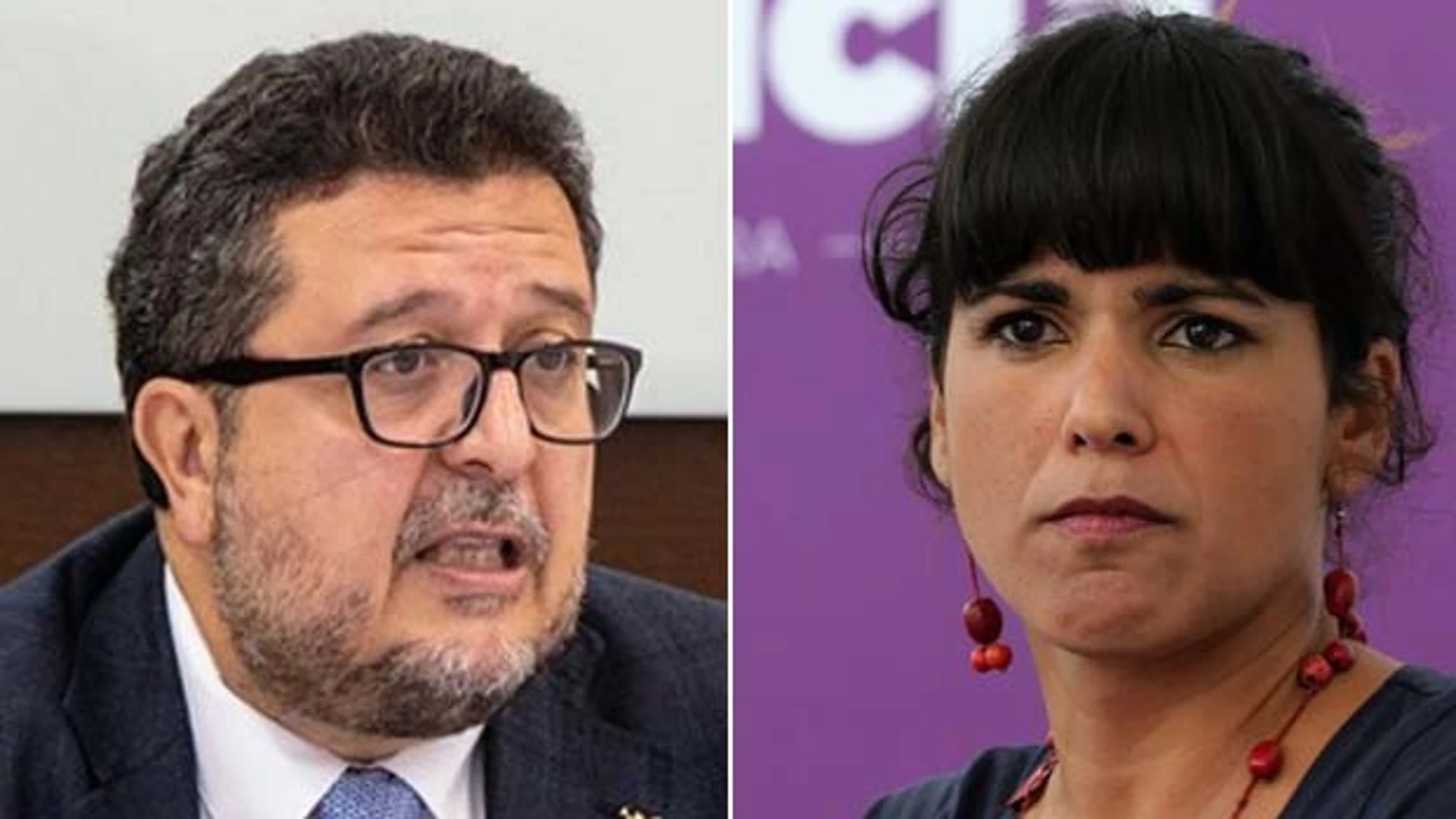 Francisco Serrano, líder de Vox en Andalucía, y Teresa Rodríguez, coordinadora de Podemos