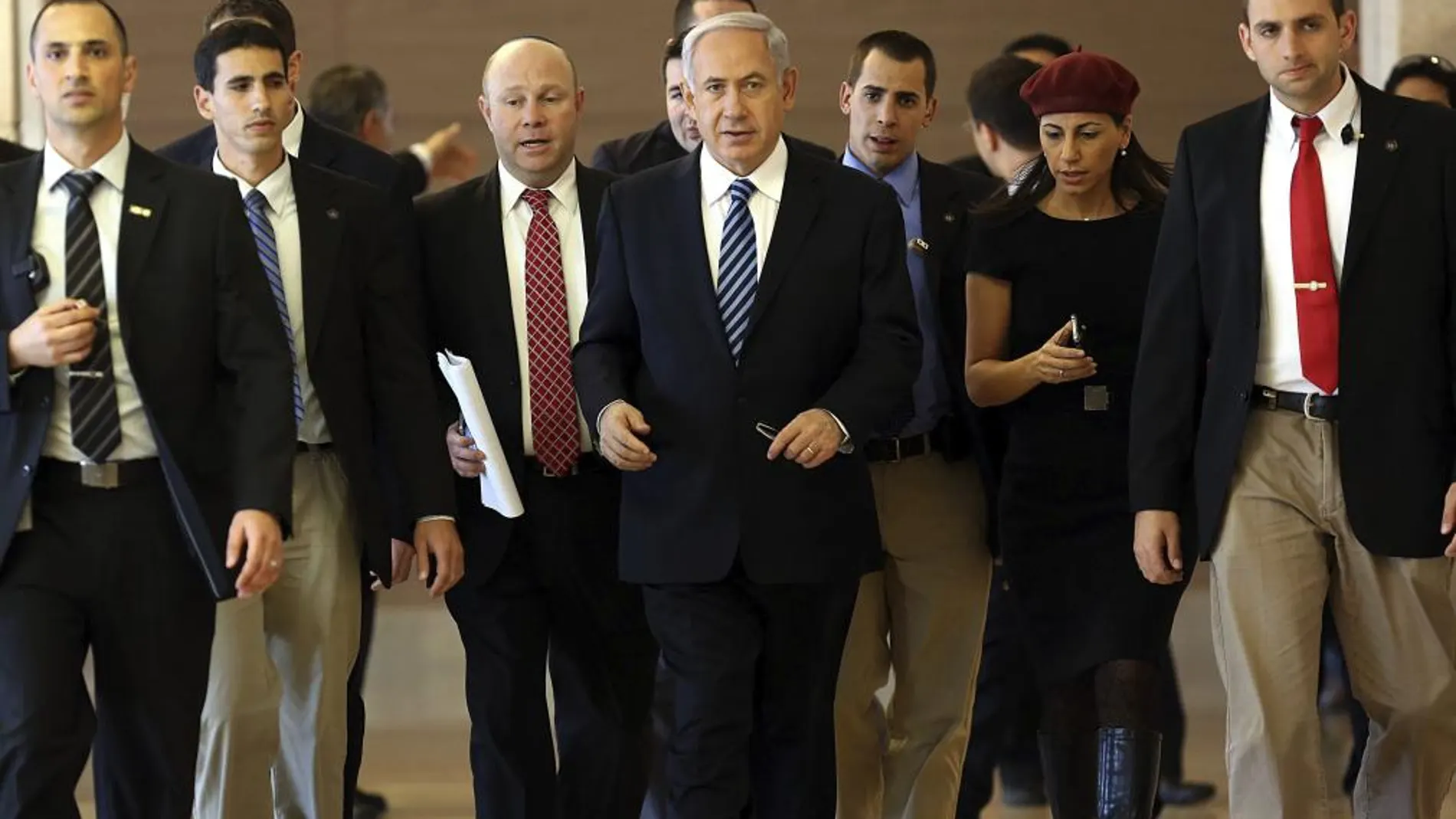 El primer ministro Benjamin Netanyahu as su llegada al Kneset, el Parlamento israelí, ayer