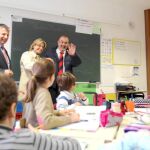 Fernando Rey en una visita reciente al Colegio Liceo Francés de Castilla y León