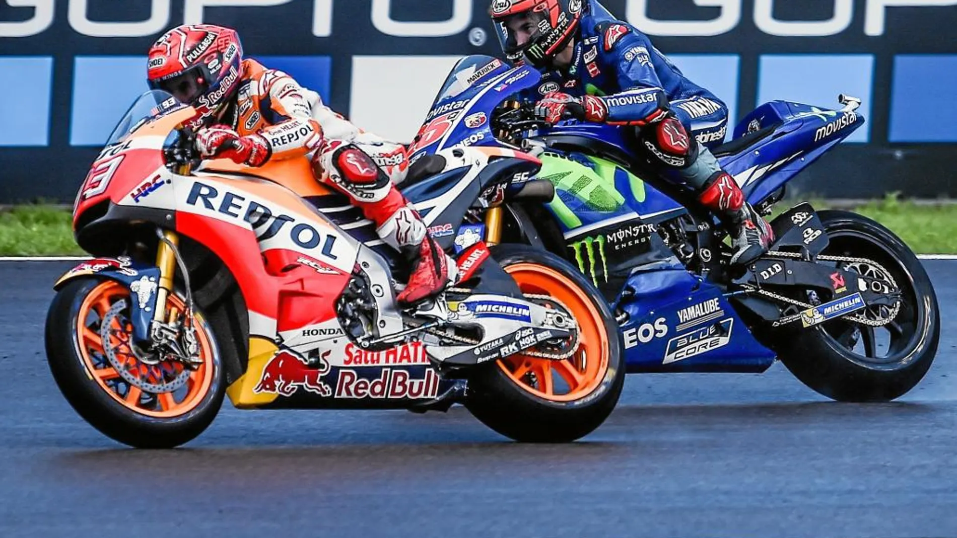 Marc y Viñales se tocaron ayer durante la Q2 del Gran Premio de Alemania